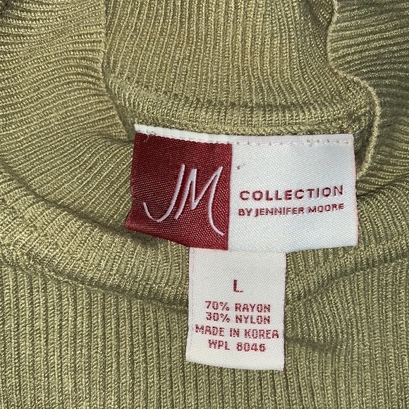 JM Collection by Jennifer Moore Sleeveless Ribbed Green Mock Neck Top Size Large - Picture 3 of 8